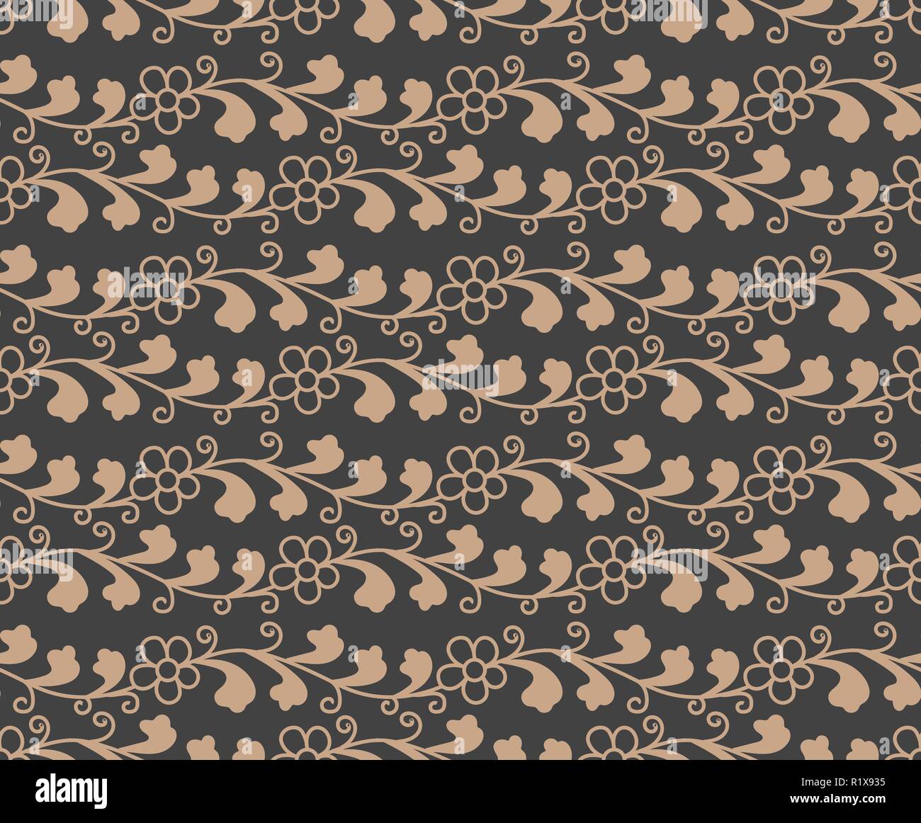 Vector damask seamless retro pattern background botanic garden spiral ...