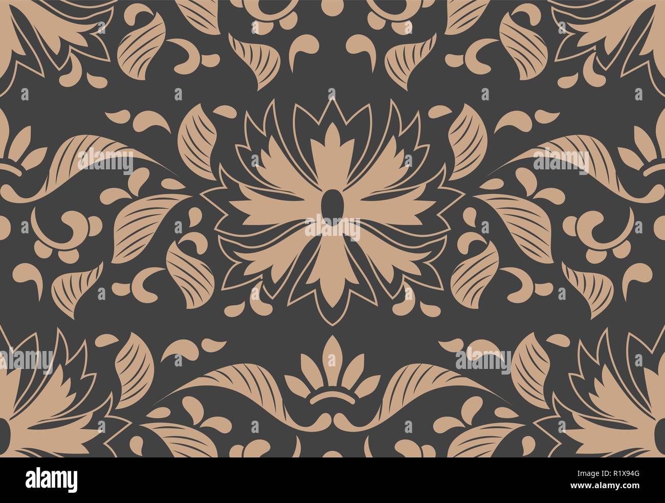 Vector damask seamless retro pattern background botanic garden spiral ...