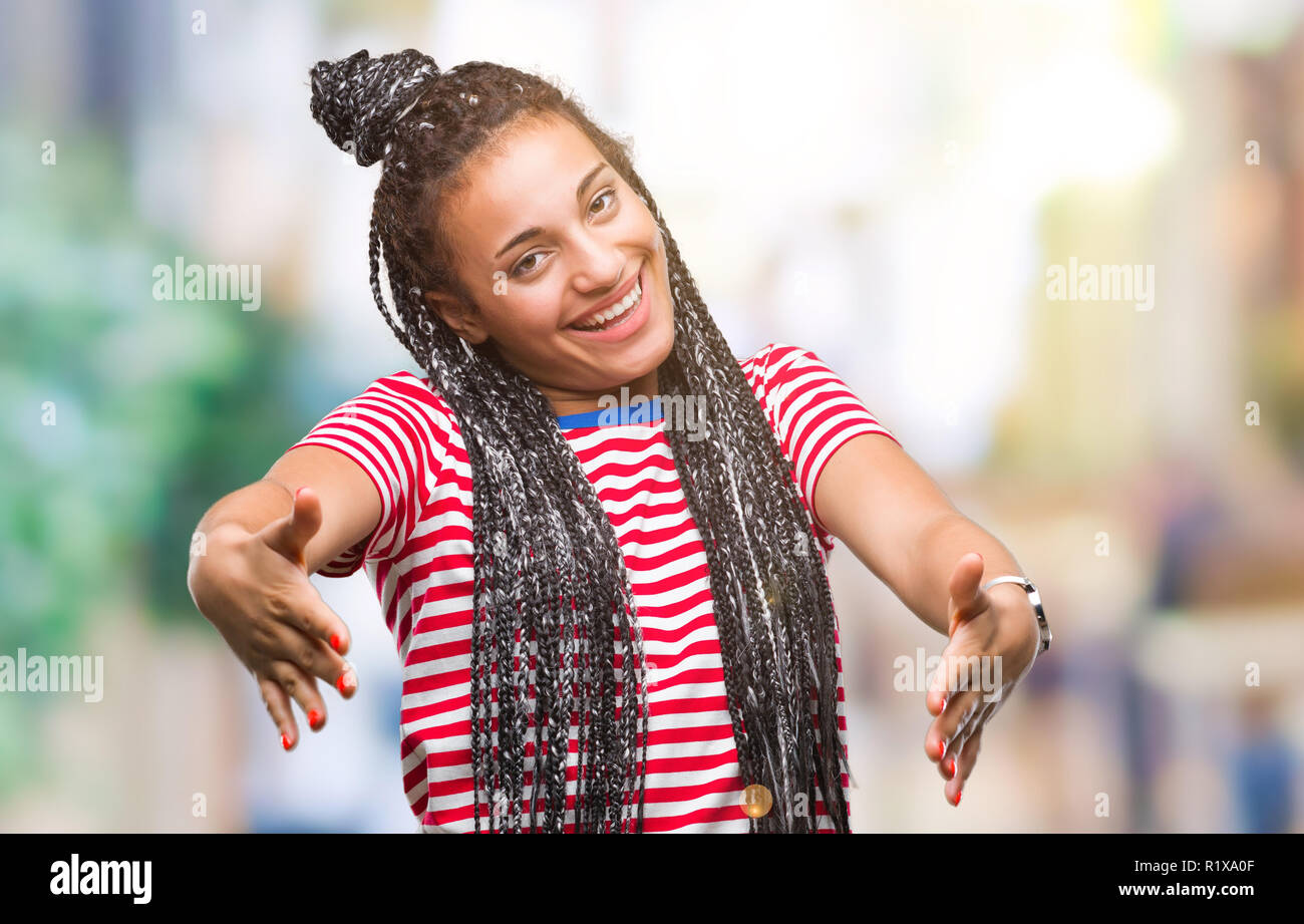 Young Braided Hair African American Girl Over Isolated Background