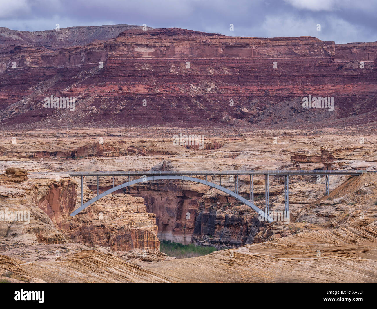 Hite Crossing Bridge over the Colorado River, Utah Highway 95, Glen Canyon National Recreation Area, Utah. Stock Photo