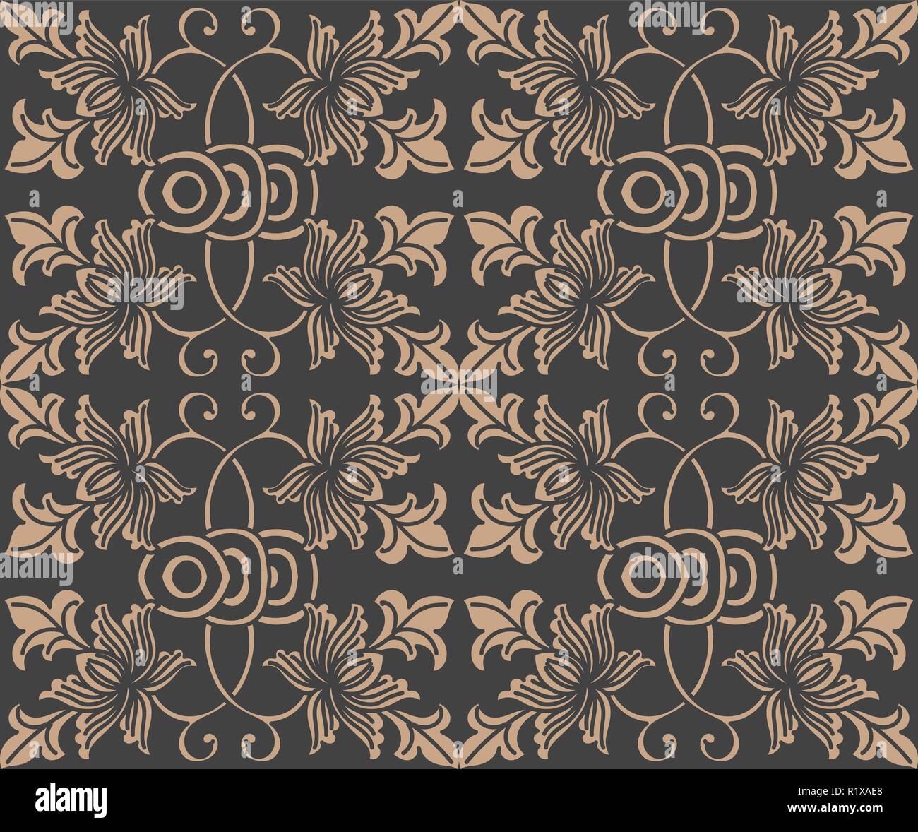 Vector damask seamless retro pattern background botanic garden oriental ...