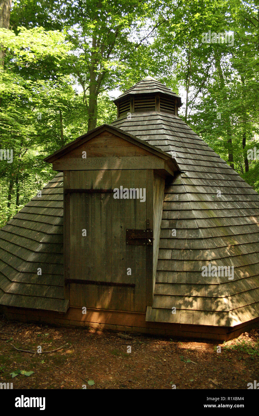 Cameron family's historic (pre1860) hexagonal wood shake ice house at