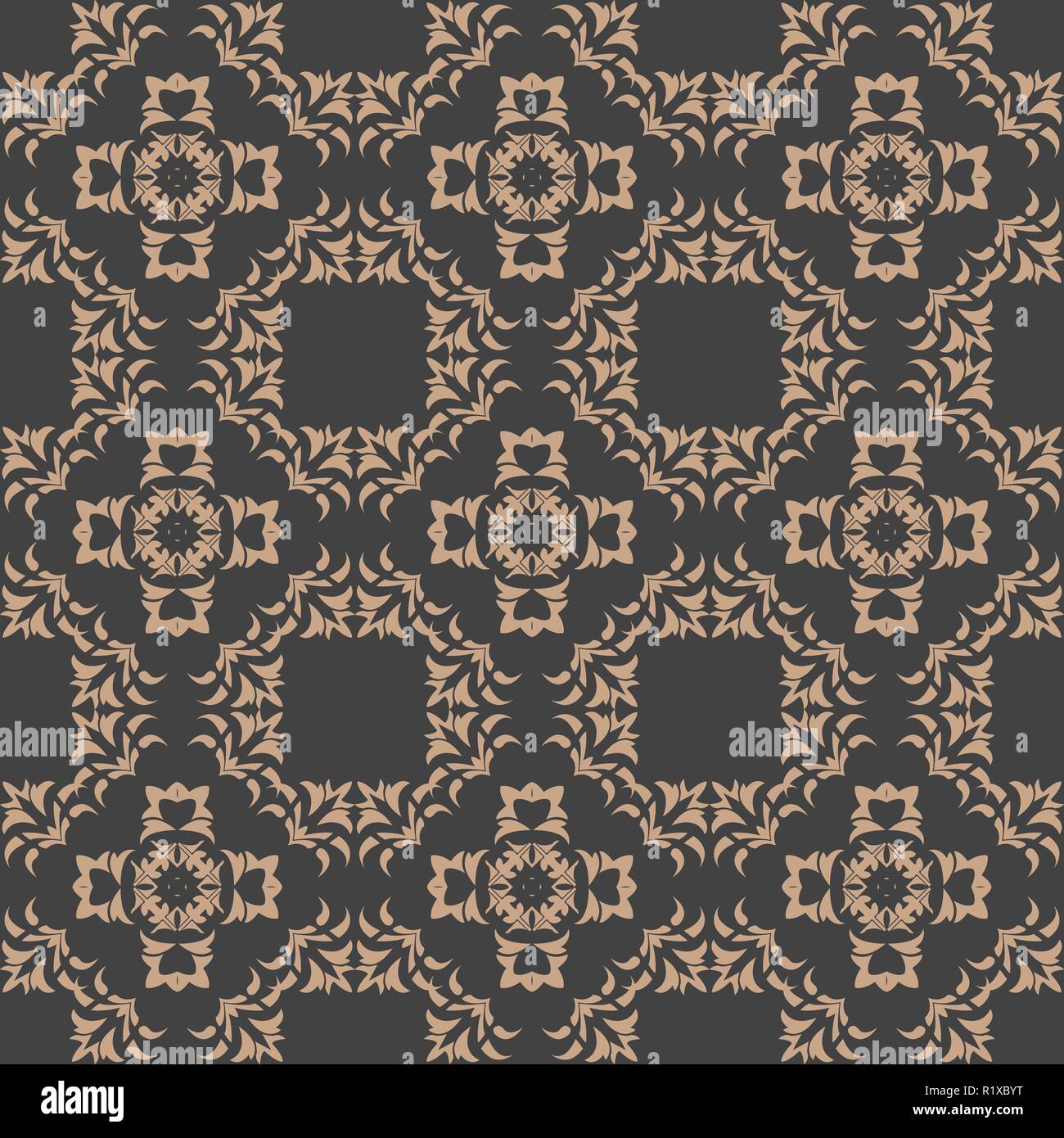 Vector damask seamless retro pattern background botanic garden spiral ...