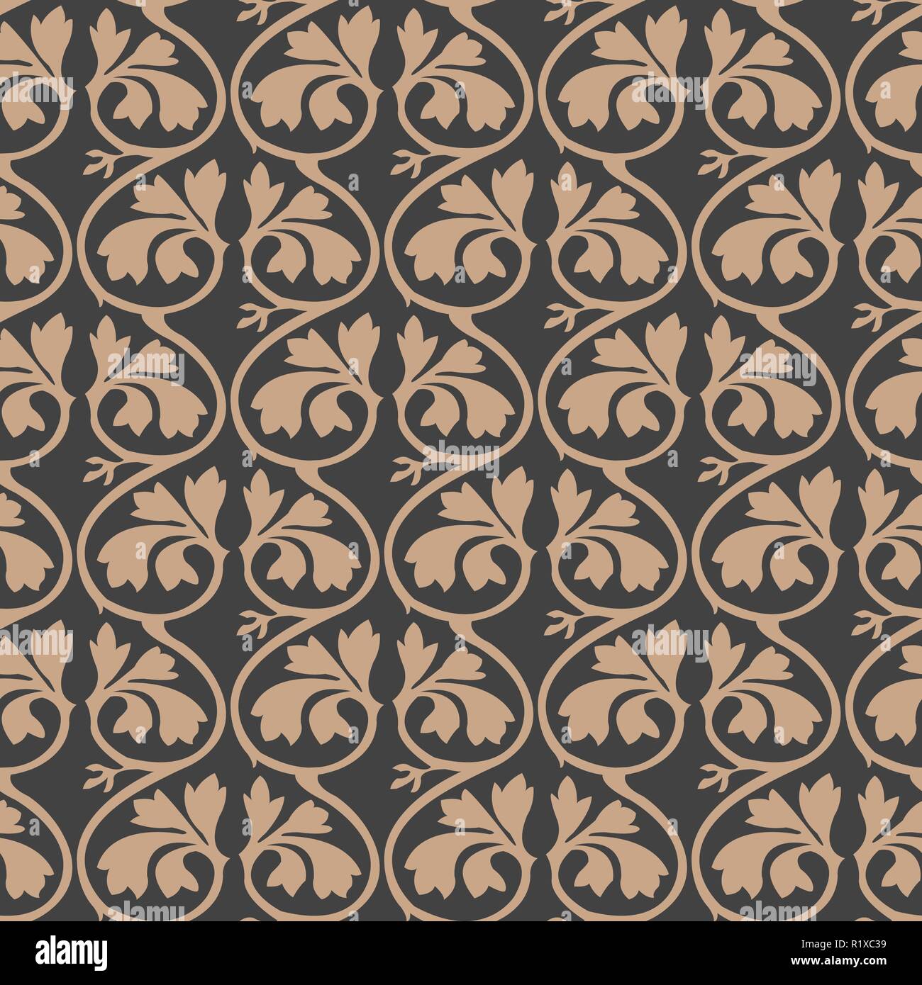 Vector damask seamless retro pattern background botanic garden spiral ...