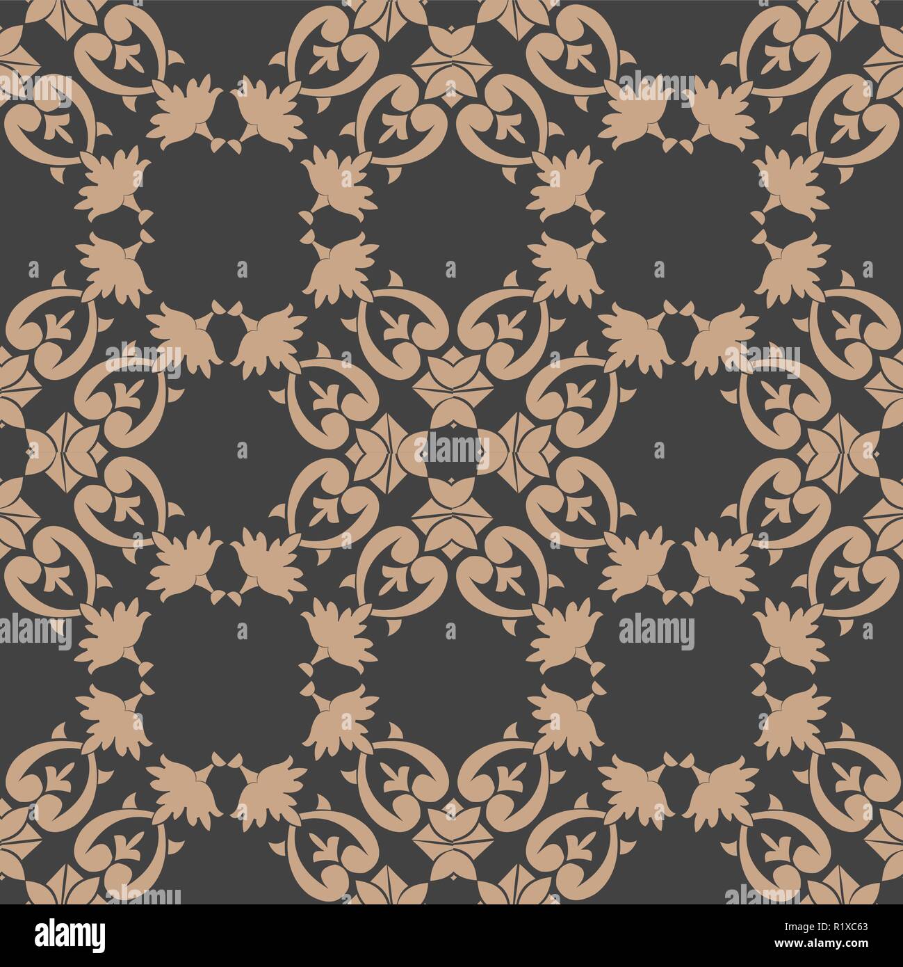 Vector damask seamless retro pattern background botanic garden spiral ...