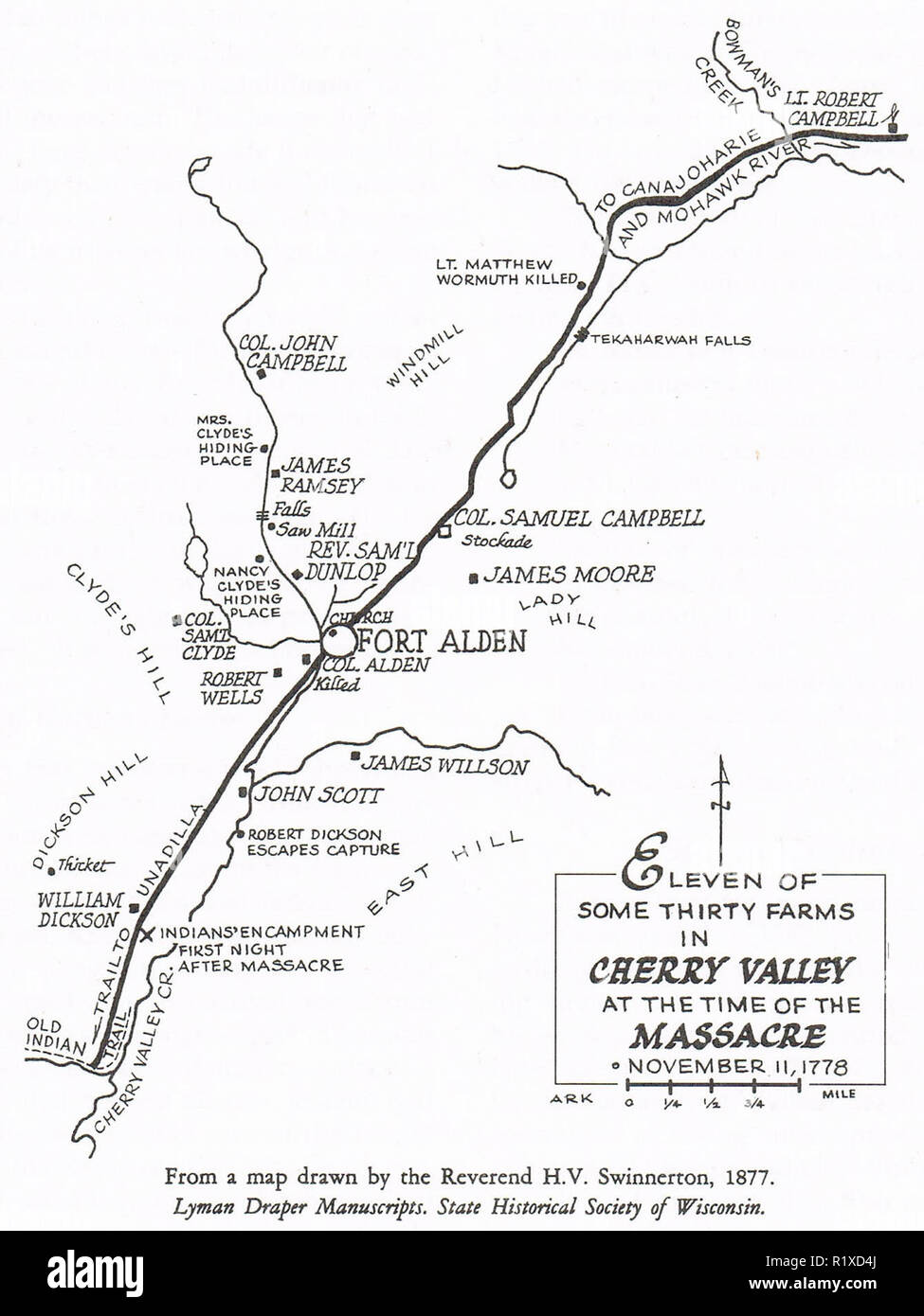 Map of Cherry Valley at the time of the massacre Stock Photo Alamy