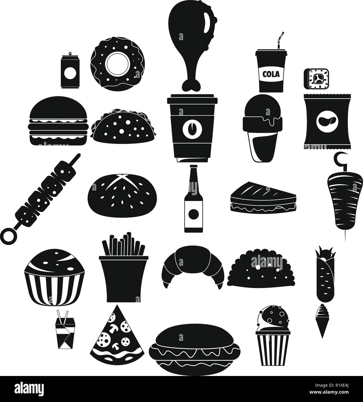 Fast food icons set. Simple illustration of 25 fast food vector icons ...