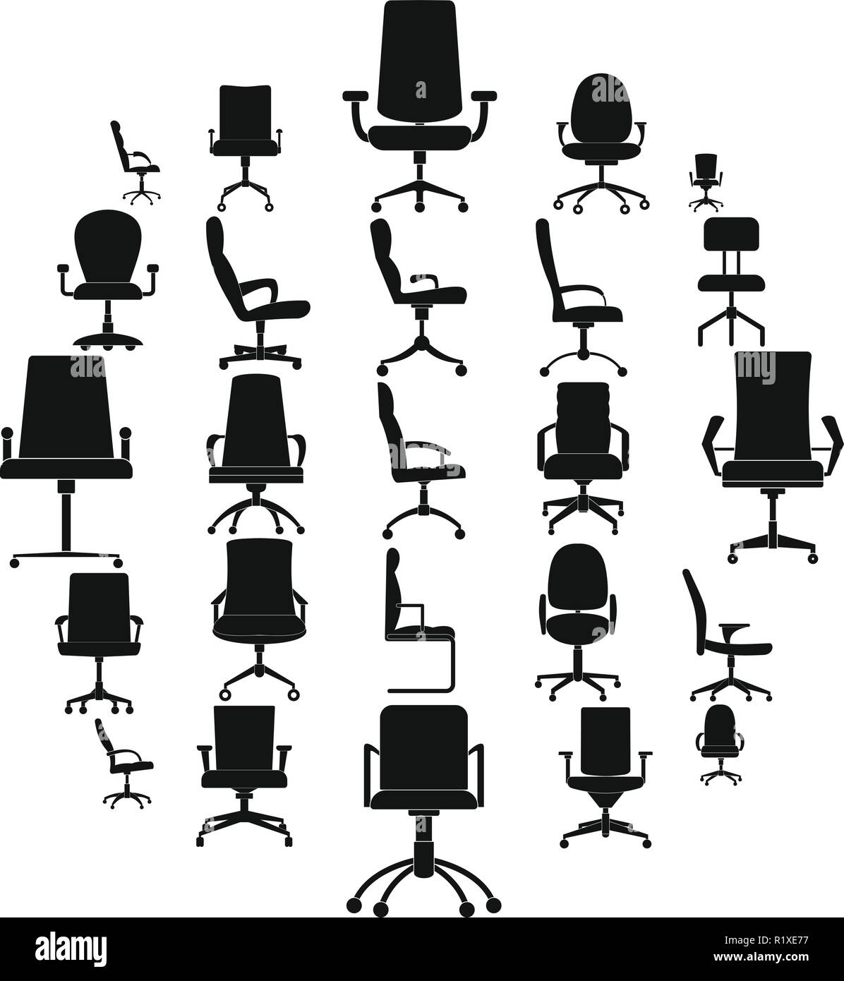 Office chair icons set. Simple illustration of 25 office chair vector