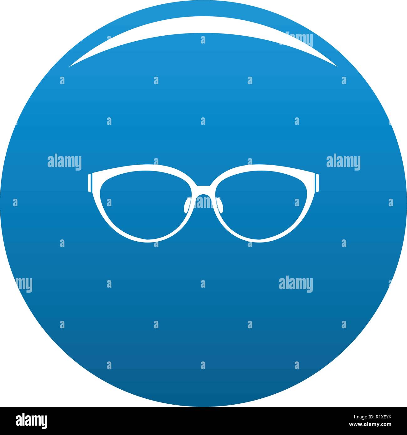 Lens of eyeglasses icon vector blue circle isolated on white background ...
