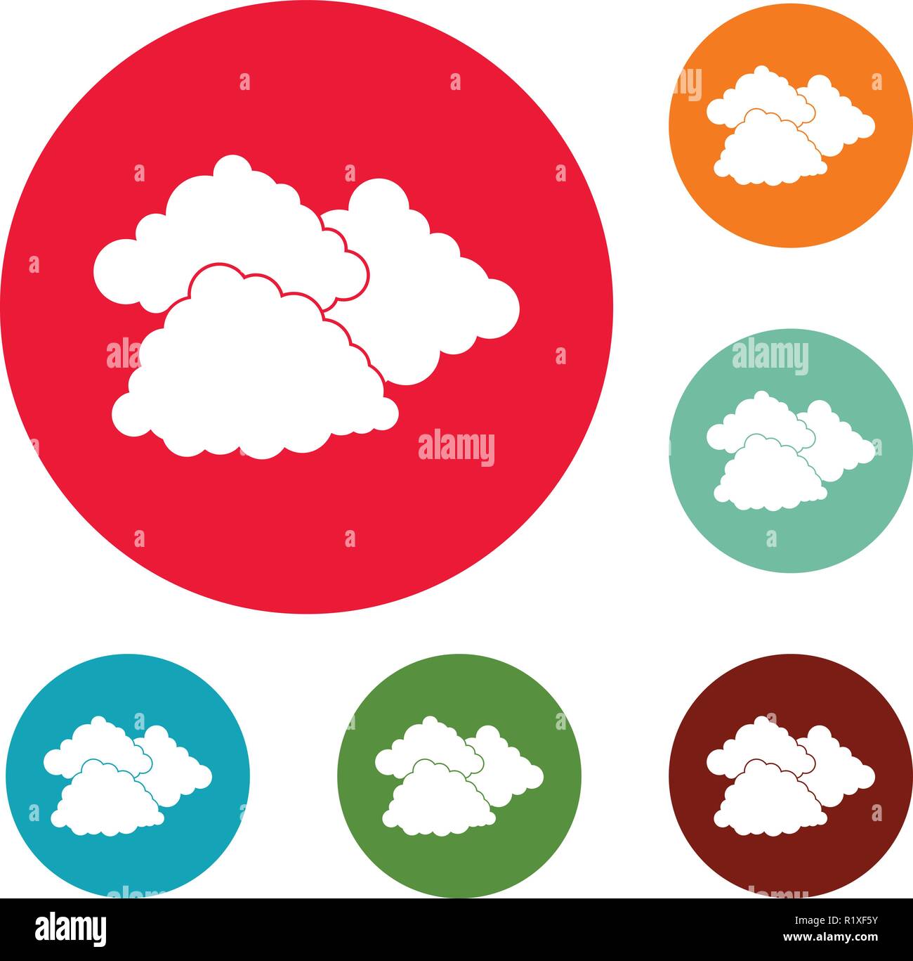 Dark cloudy icons circle set vector isolated on white background Stock ...