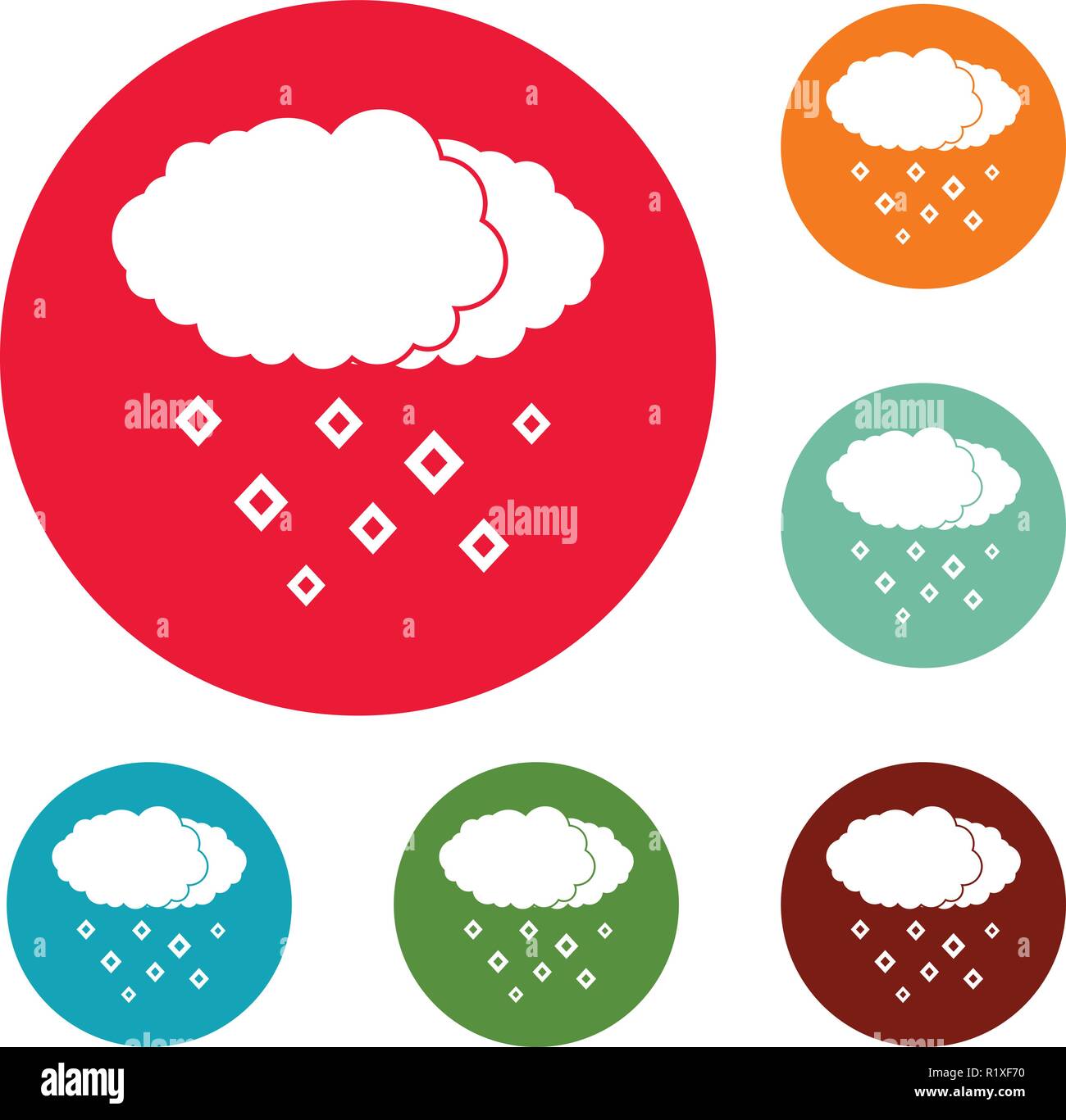 Snow cloud icons circle set vector isolated on white background Stock ...