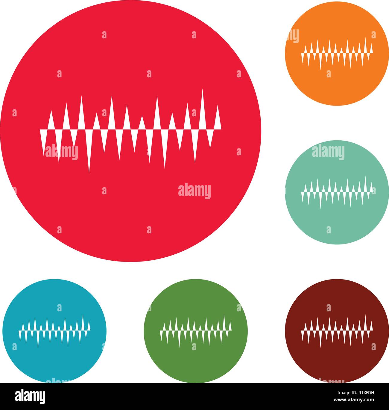 Equalizer pulse icons circle set vector isolated on white background ...