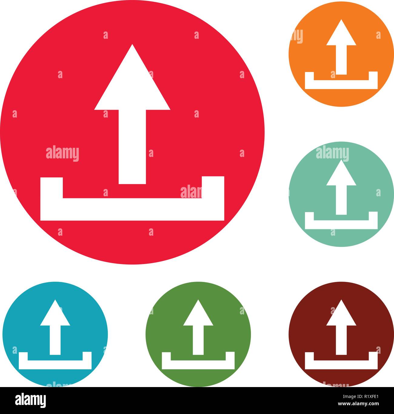 Upload icons circle set vector isolated on white background Stock ...