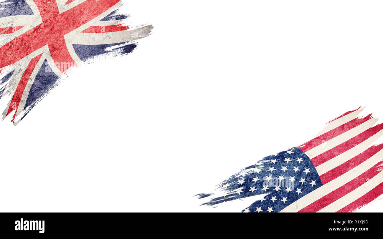 Flags of United Kingdom and USA on white background Stock Photo - Alamy