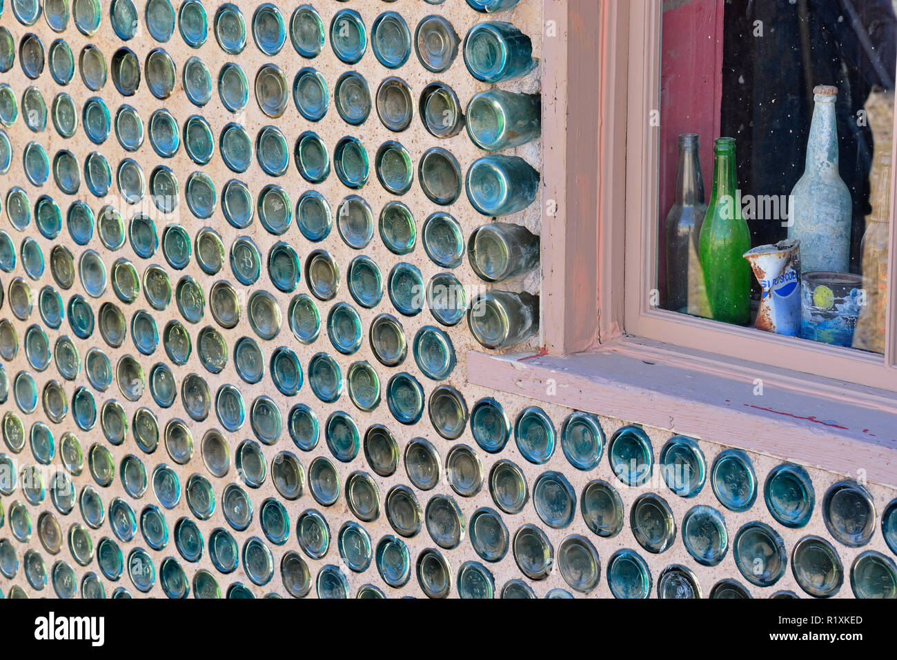 Rhyolite Ghost Town Bottle house, Rhyolite, California, USA Stock