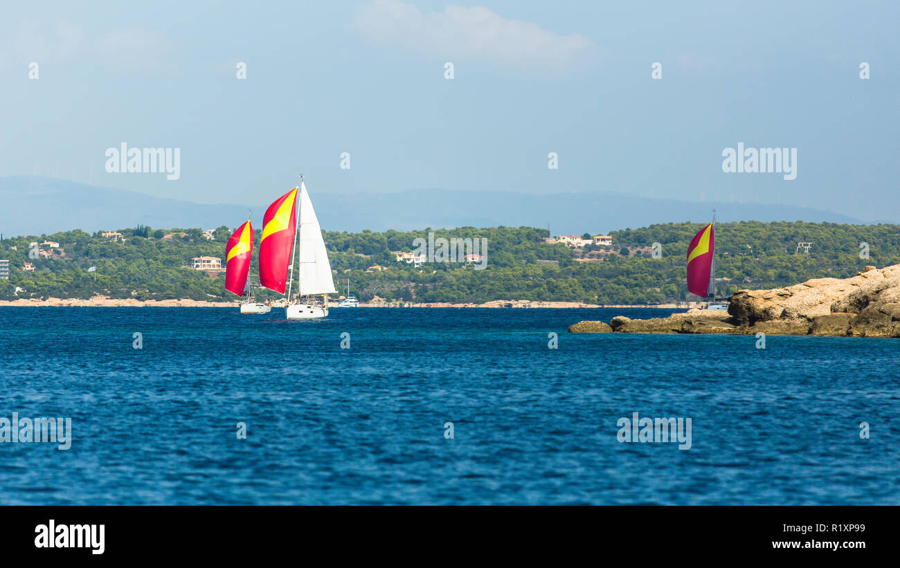 Greece sailing yacht boat regatta in the Aegean Sea Stock Photo - Alamy