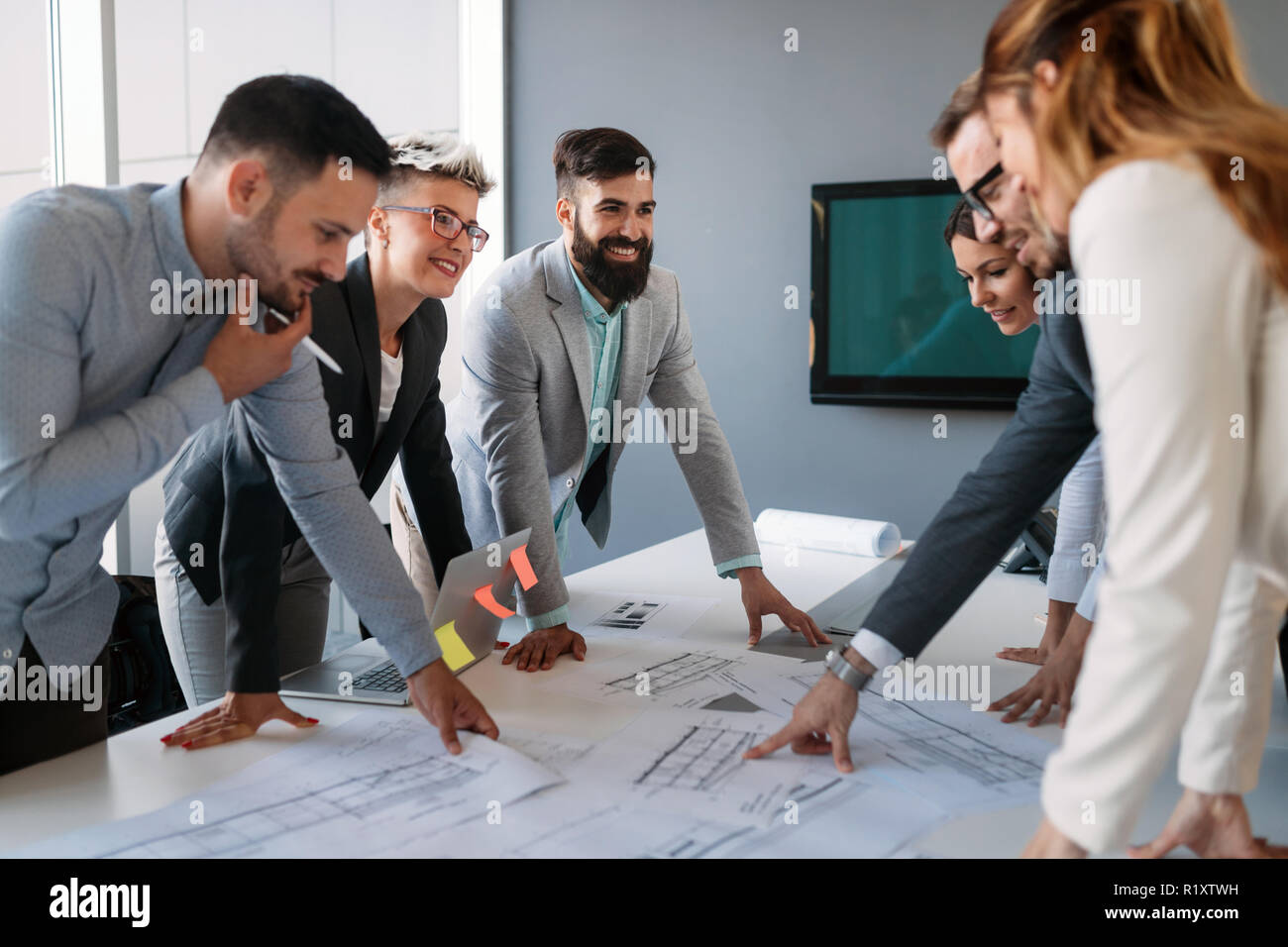 Group of architects working on new project Stock Photo