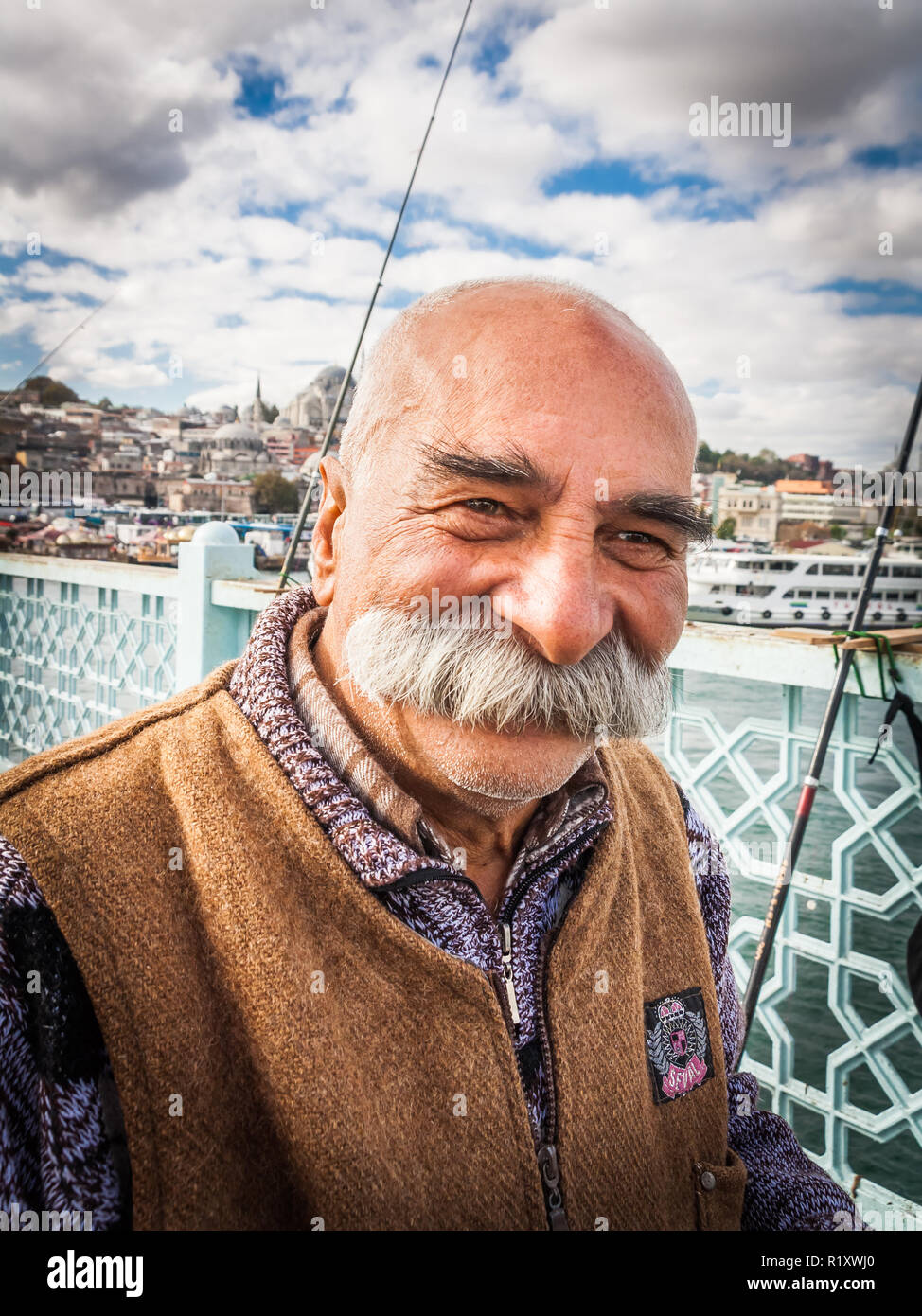 Istanbul, Turkey, November 9, 2012: Turkish man with amazing moustache. Stock Photo