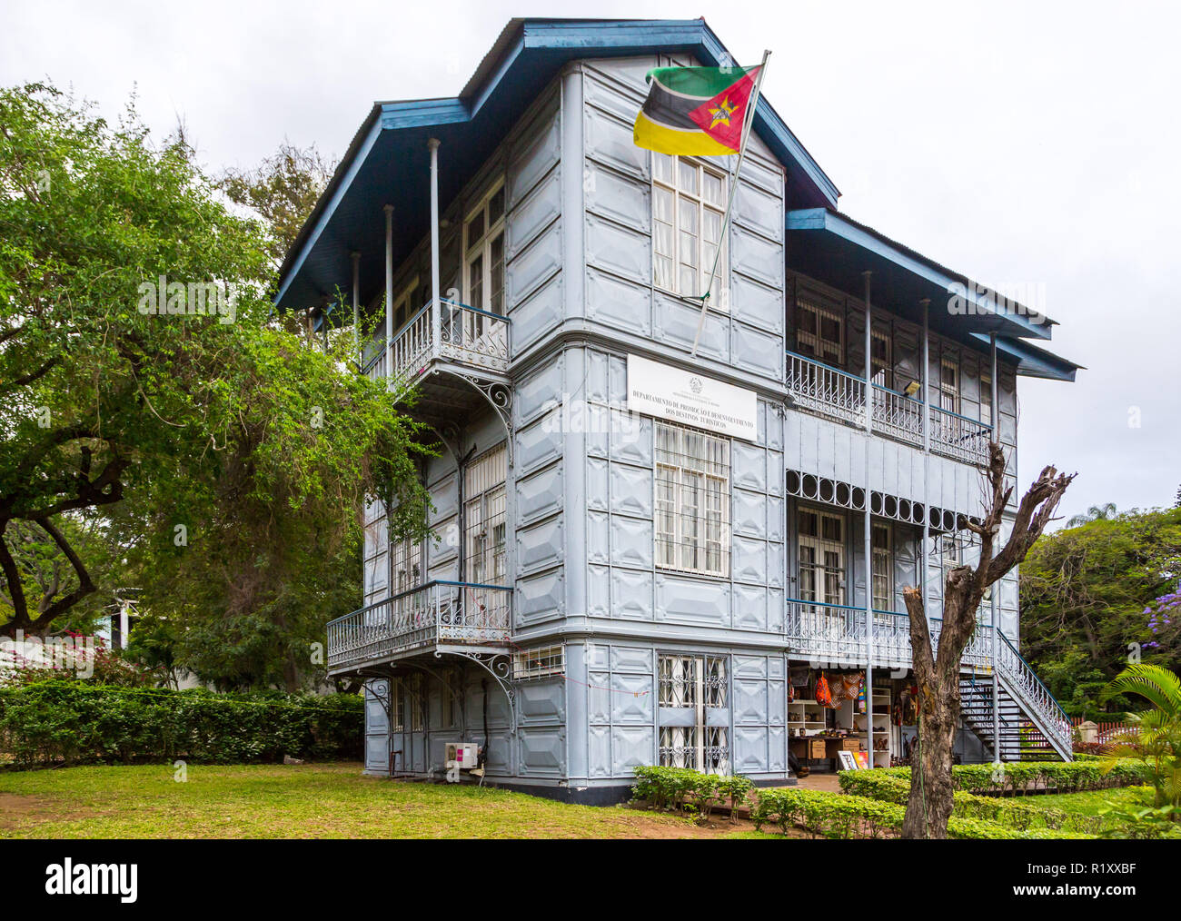 The Iron House (Casa de Ferro), Maputo, Mozambique (Mozambic) made entirely of iron, designed by Alexandre Gustave Eiffel. Now Ministry of Culture. Stock Photo