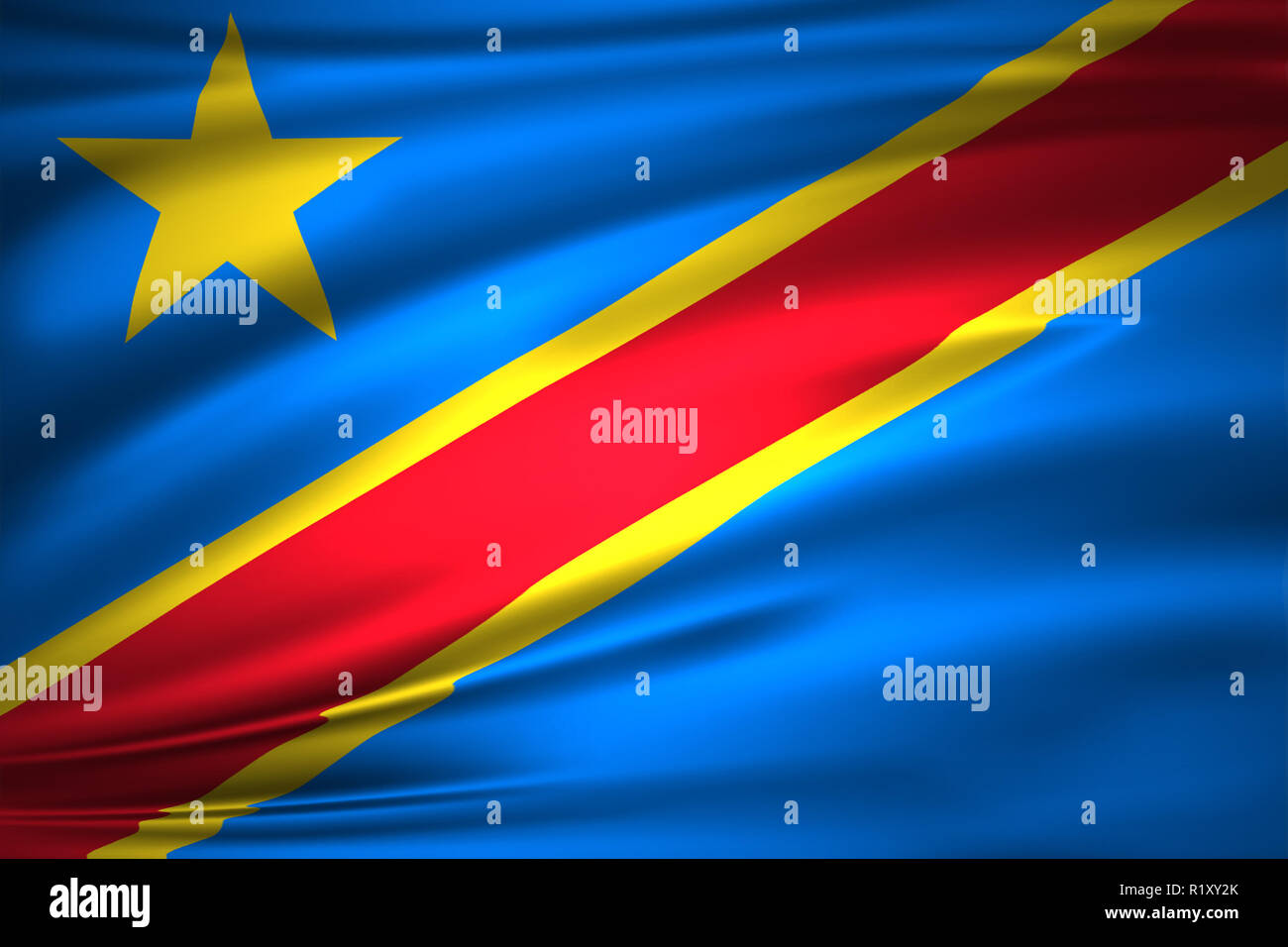Democratic Republic Of Congo 3D waving flag illustration. Texture can ...