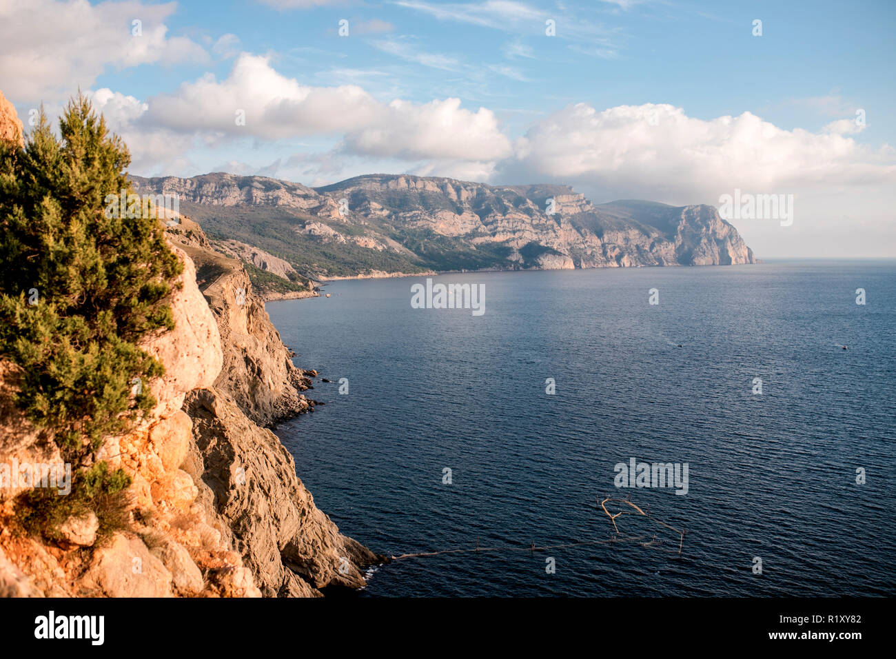 South coast of Crimea landscape, Black Sea. Stock Photo
