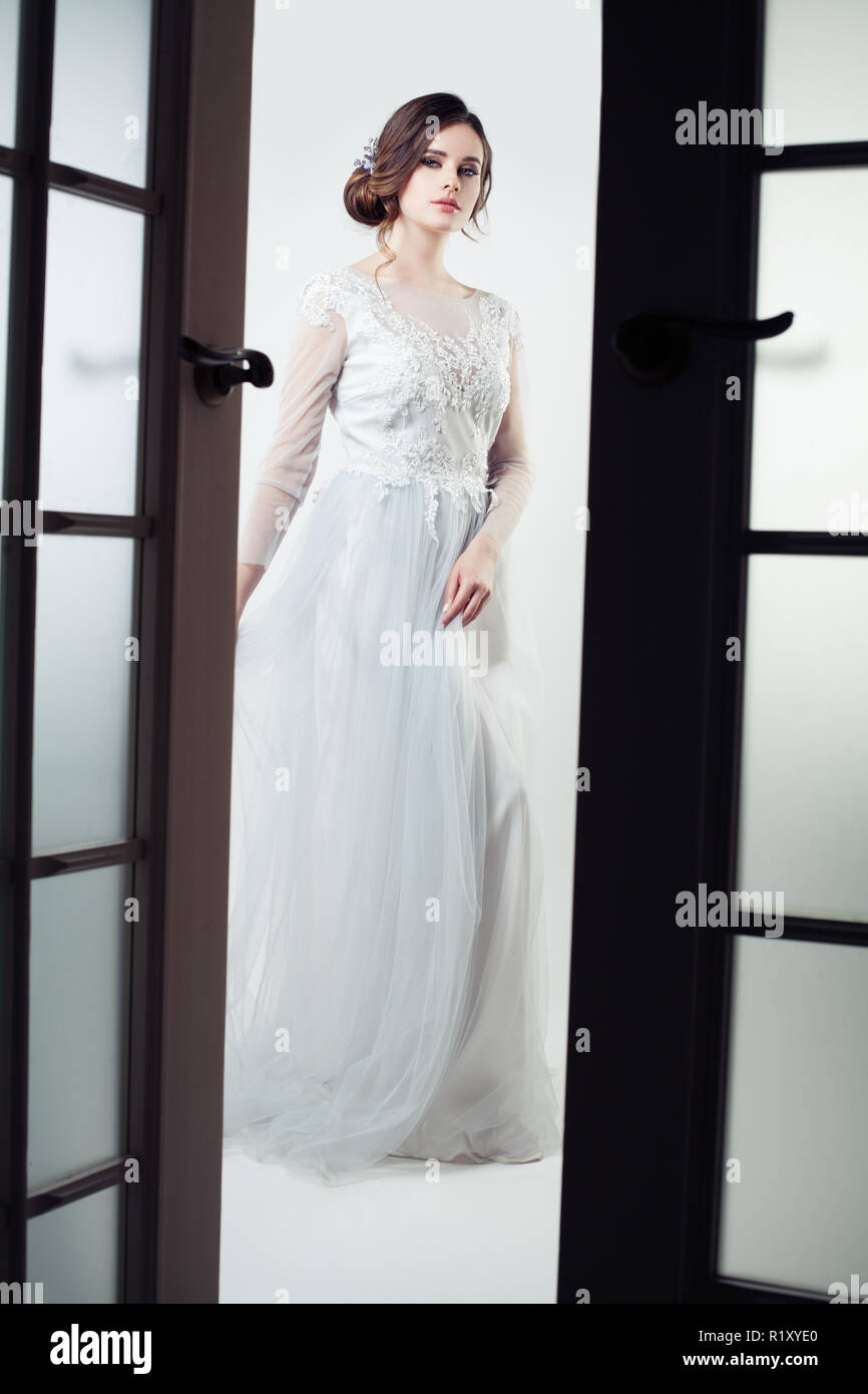 Charming Girl Beautiful Bride With Makeup And Bridal Hairstyle