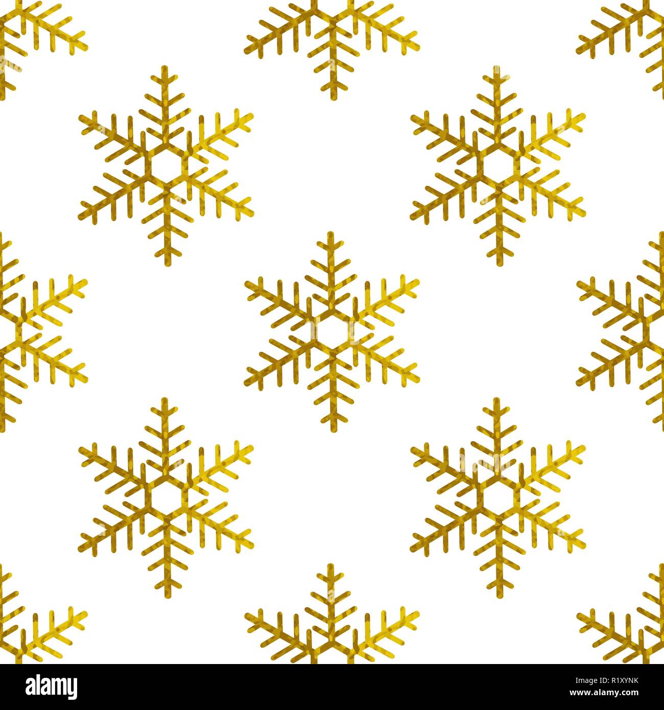 Christmas seamless pattern with golden snowflakes on a white background ...