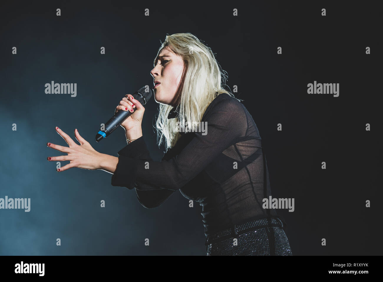 Milano, Italy. 13th Nov, 2018. Theresa Jarvis, singer of Yonaka, performing  live on stage in Milan, opening for the Bring Me The Horizon "First Love"  tour single Italian concert. Credit: Alessandro Bosio/Pacific