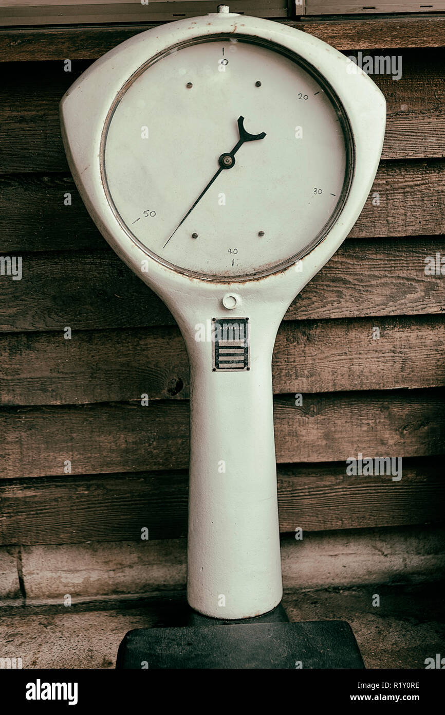 Antique wooden balance scales old hires stock photography and images