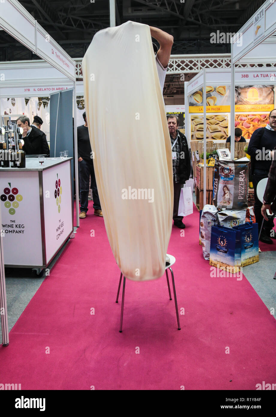 London, UK. 15th November 2018.Pizza tossing in London Olympia to