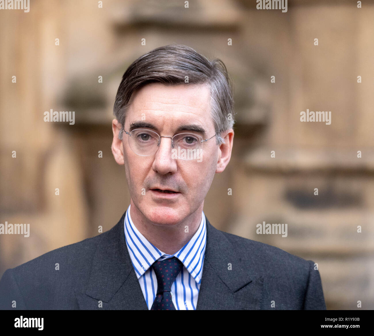 London, UK. 15th Nov 2018. Jacob-Rees Mogg holds a press conference following the submission of his no confidence in the Prime Minister letter Credit Ian Davidson/Alamy Live News Stock Photo