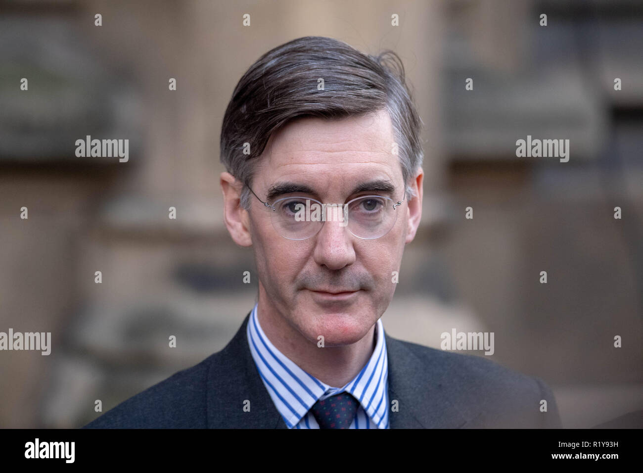 London, UK. 15th Nov 2018. Jacob-Rees Mogg holds a press conference following the submission of his no confidence in the Prime Minister letter Credit Ian Davidson/Alamy Live News Stock Photo
