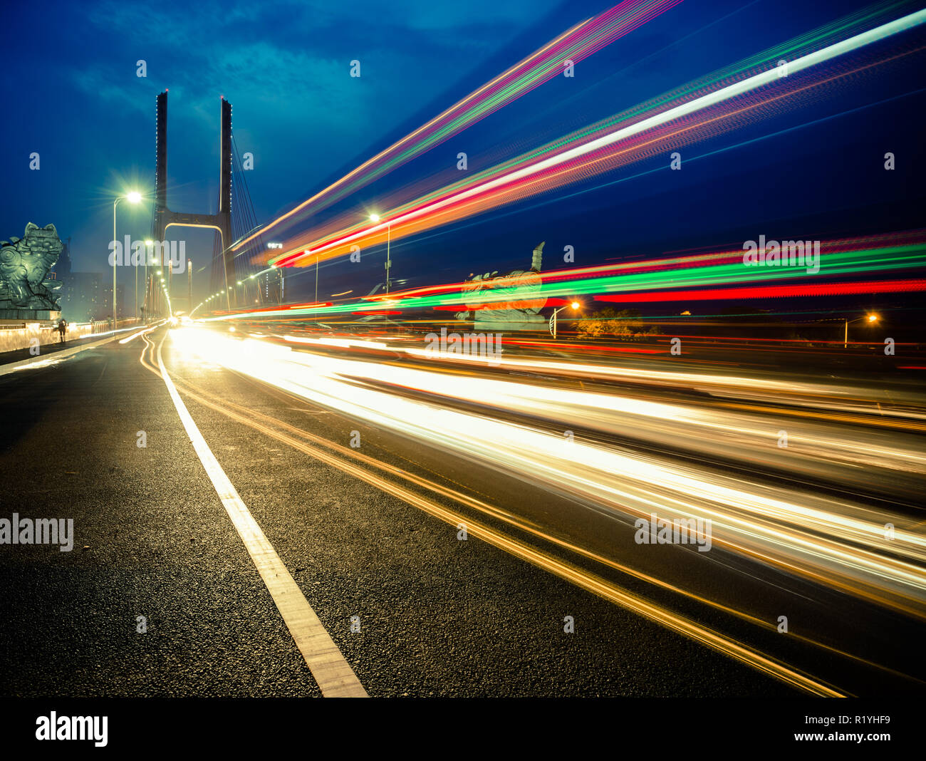 the night of modern bridge, Stock Photo