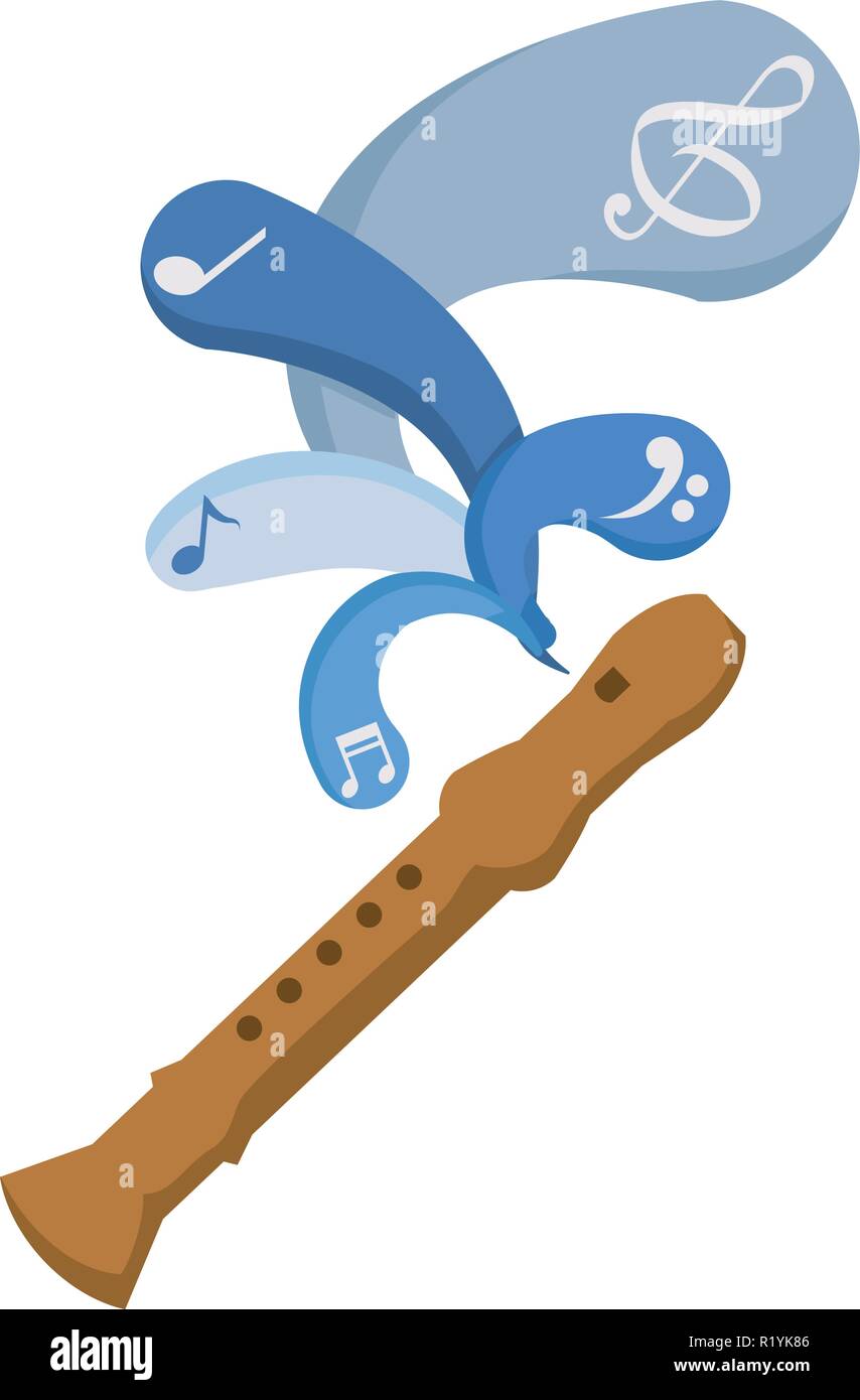 flute instrument with music notes vector illustration design Stock