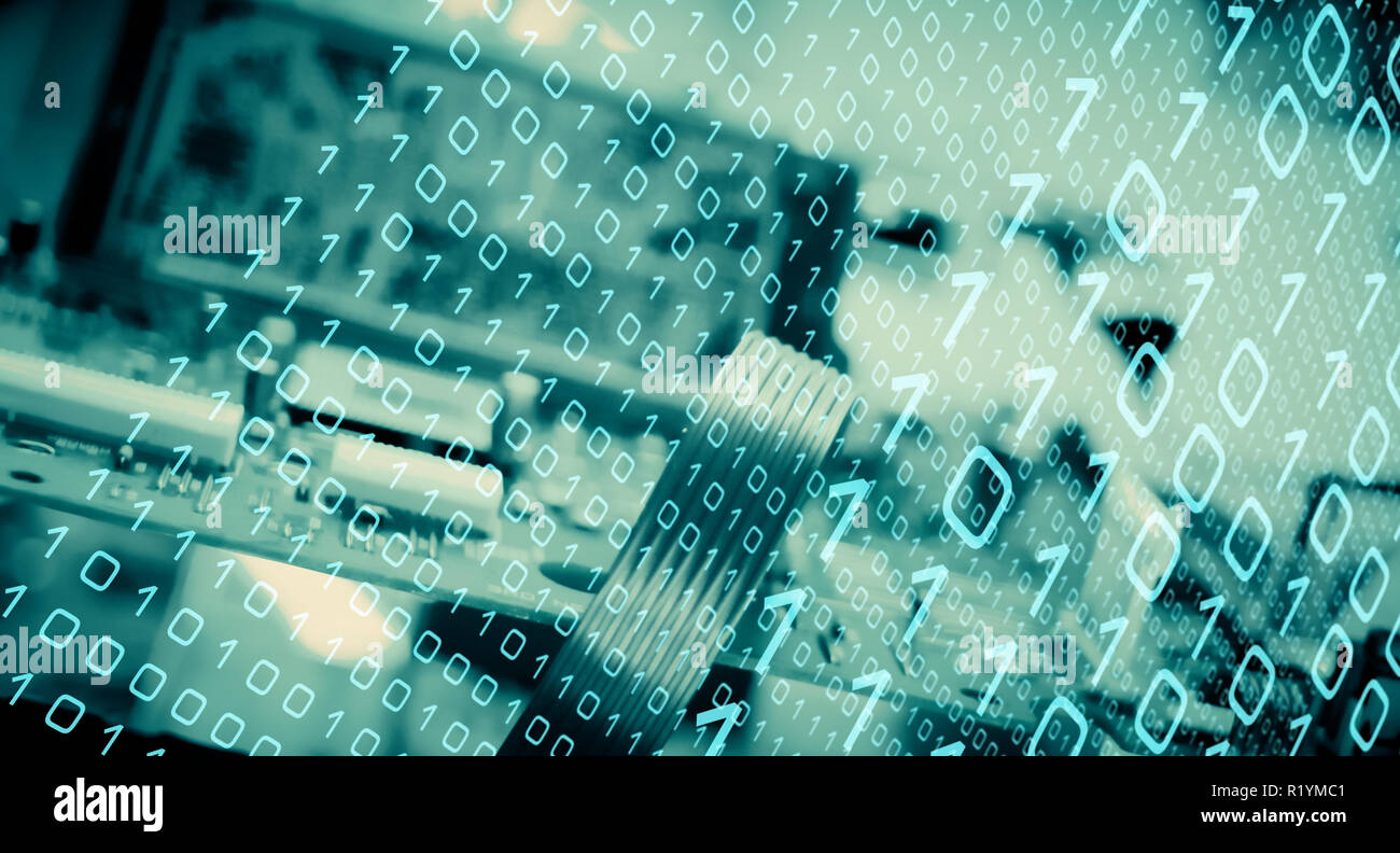 Ai chip code, green abstract cybersecurity technology concept Stock Photo