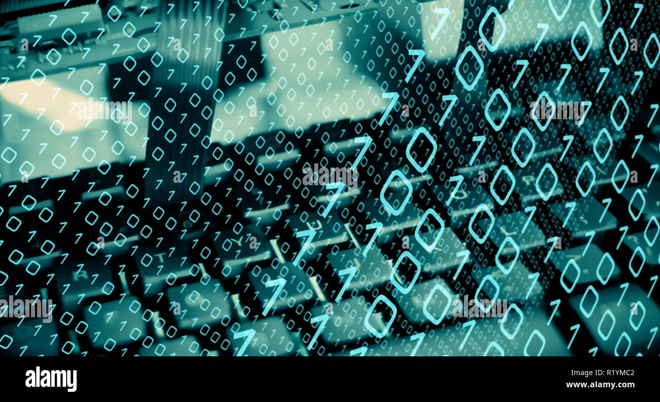 Random binary code and computer keyboard Stock Photo - Alamy