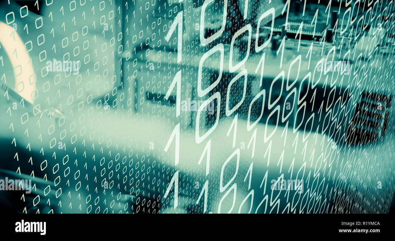 Computer algorithm binary code, cyberattack concept Stock Photo