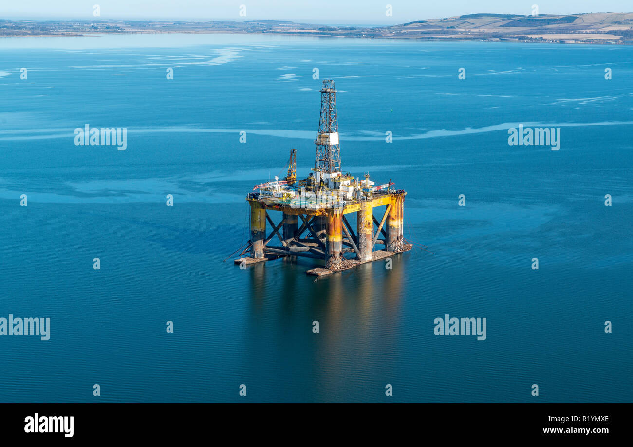 Oil Rig North Sea Stock Photo