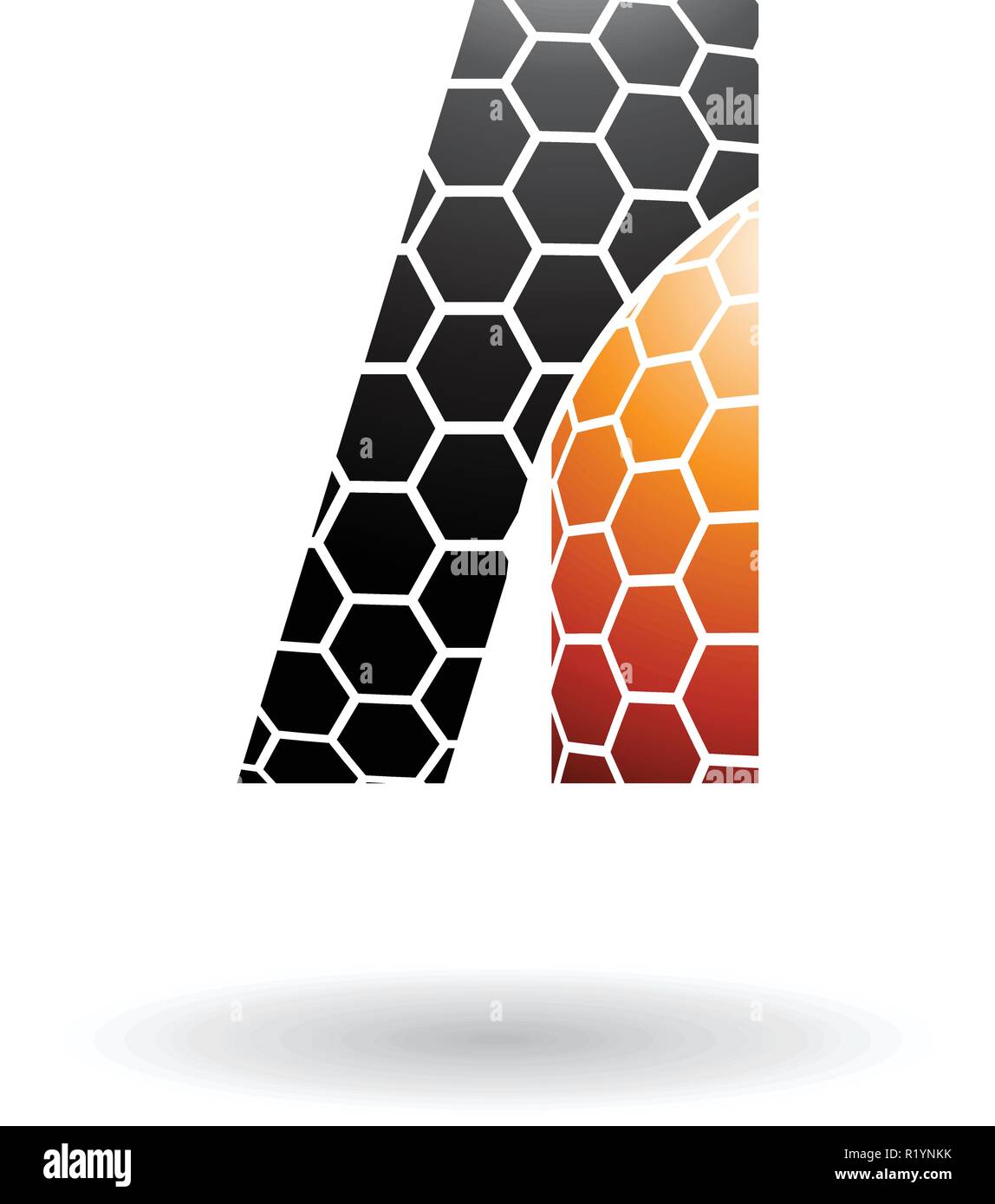 Vector Illustration of Black and Orange Letter A with Honeycomb Pattern ...