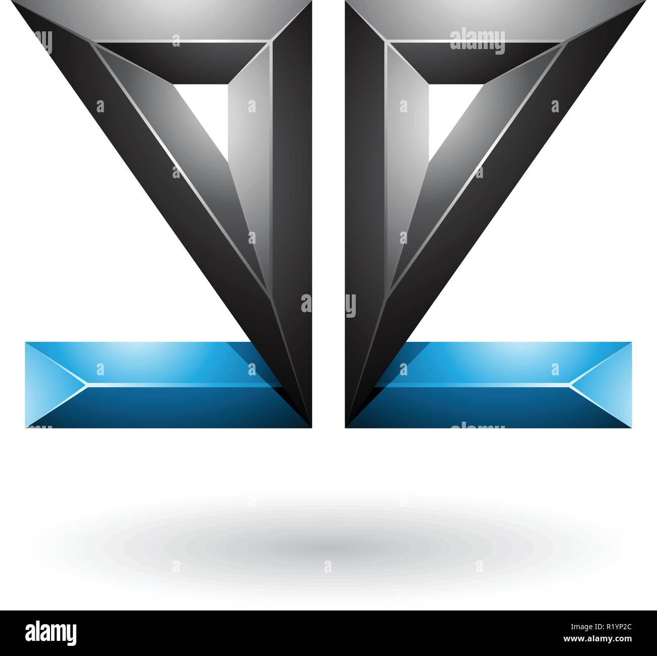 Vector Illustration of Blue and Black 3d Geometrical Double Sided ...