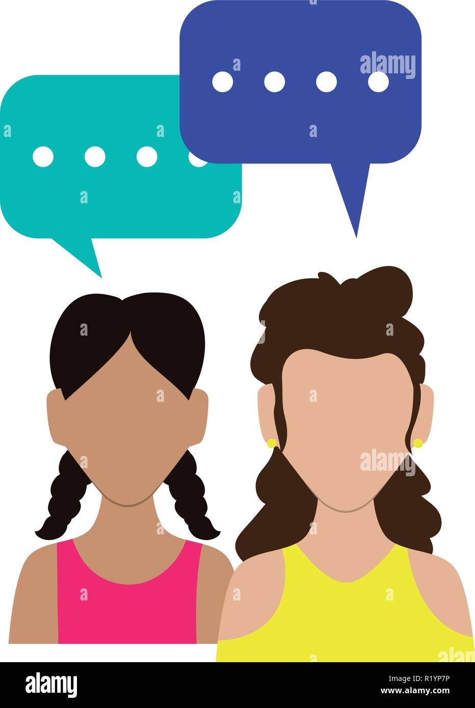girls with speech bubbles vector illustration design Stock Vector Image ...