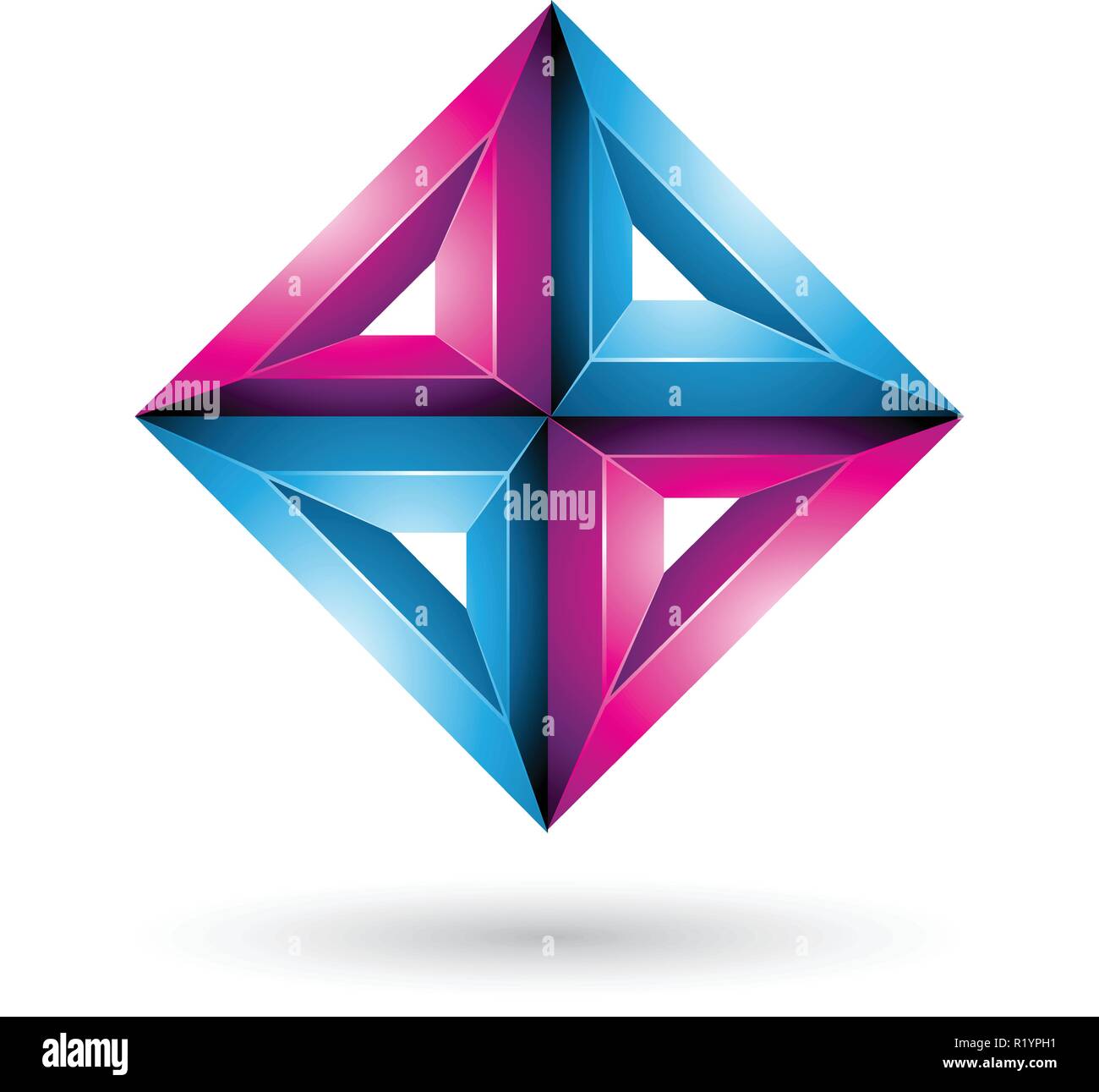Vector Illustration of Blue and Magenta 3d Geometrical Embossed Diamond ...