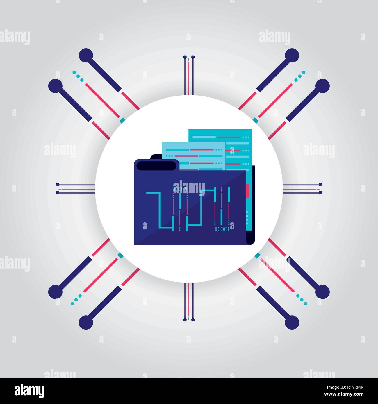 document folder with data center icon vector illustration design Stock ...