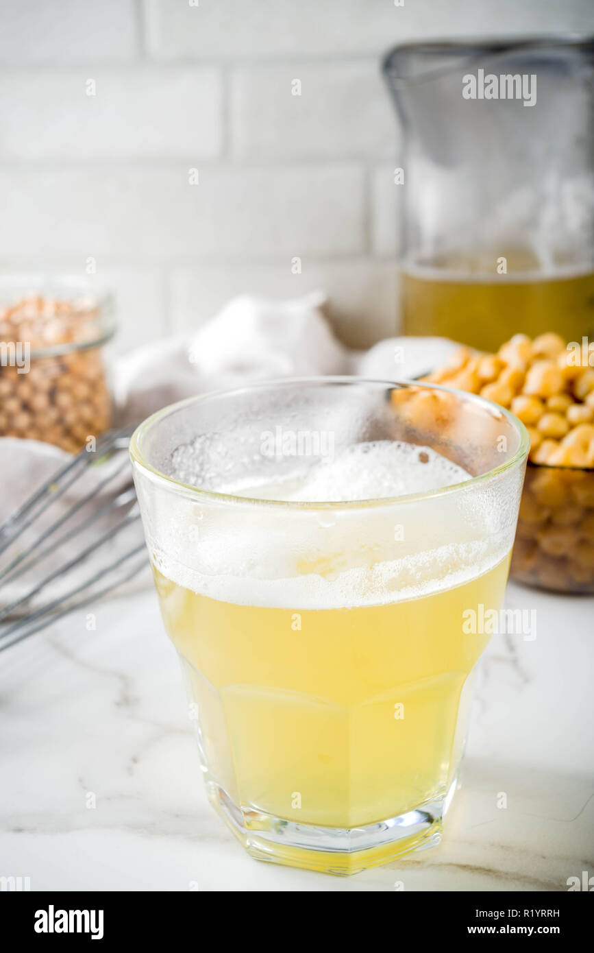 Chickpea broth aquafaba, liquid water brine, Replace egg in baking for