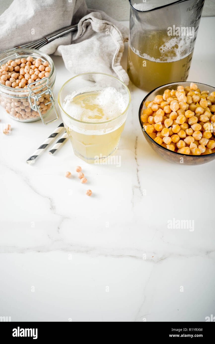 Chickpea broth aquafaba, liquid water brine, Replace egg in baking for