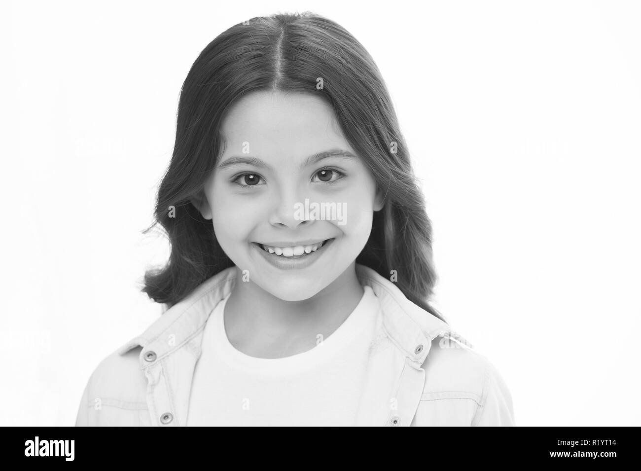 Child Charming Smile Isolated White Background Close Up Charming