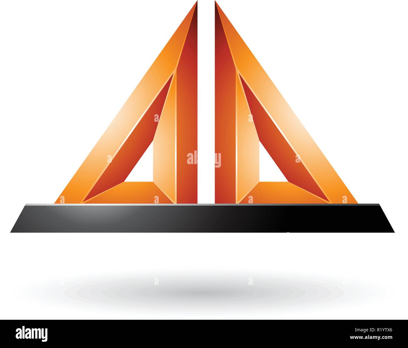 Vector Illustration of Orange 3d Pyramidical Embossed Shape isolated on a White Background Stock Vector