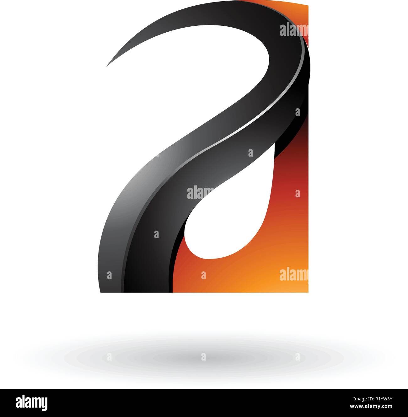 Vector Illustration of Orange and Black Glossy Curvy Embossed Letter A ...