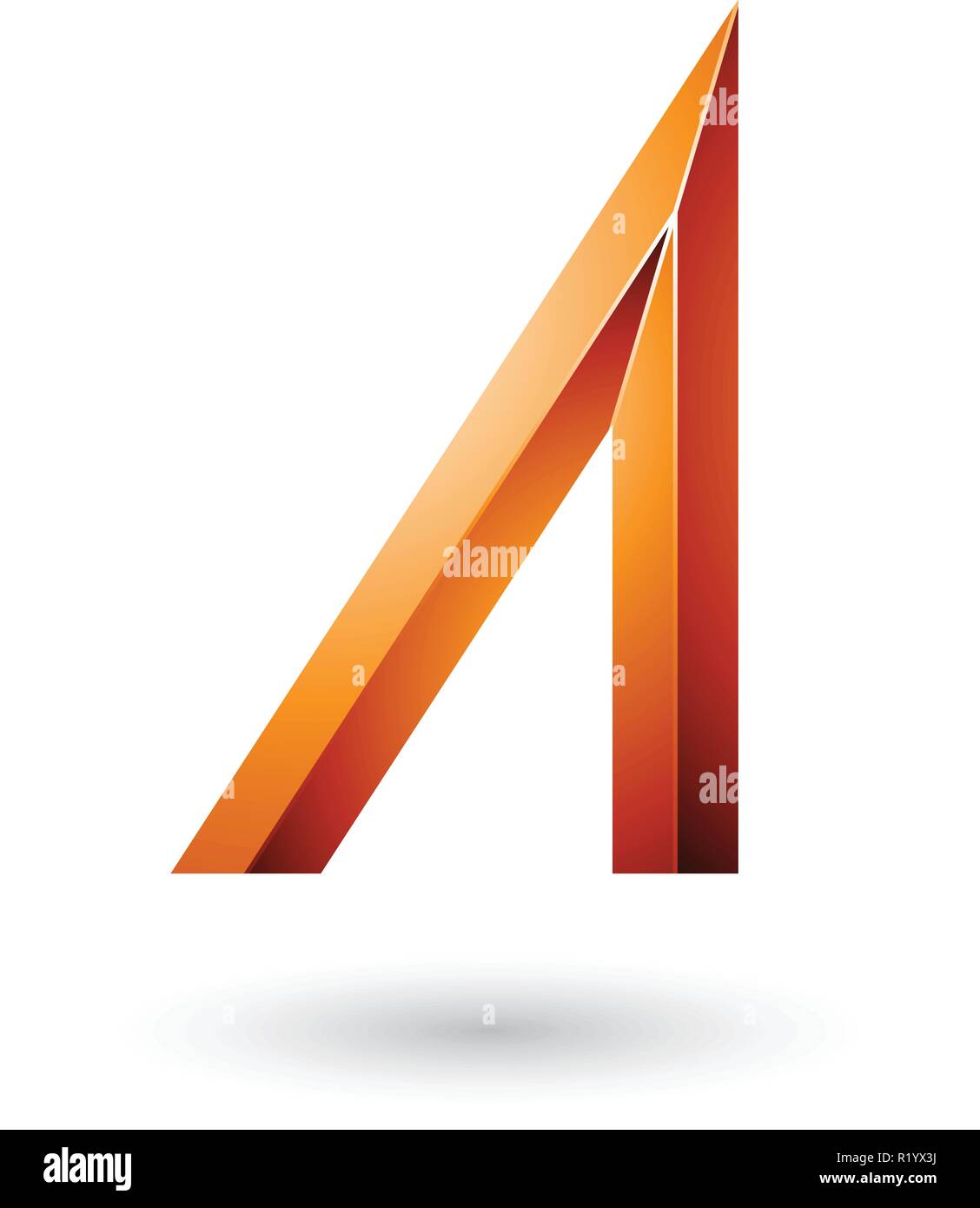 Vector Illustration of Orange Geometrical Glossy Letter A isolated on a ...