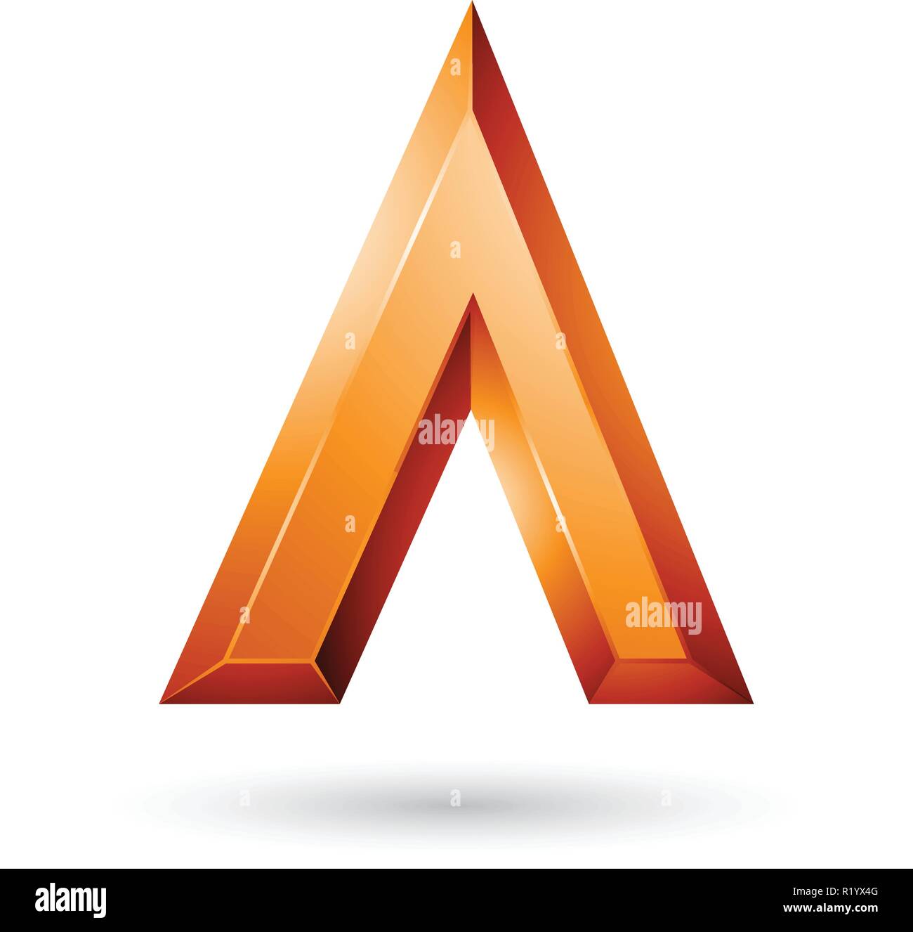 Vector Illustration of Orange Glossy Geometrical Letter A isolated on a ...